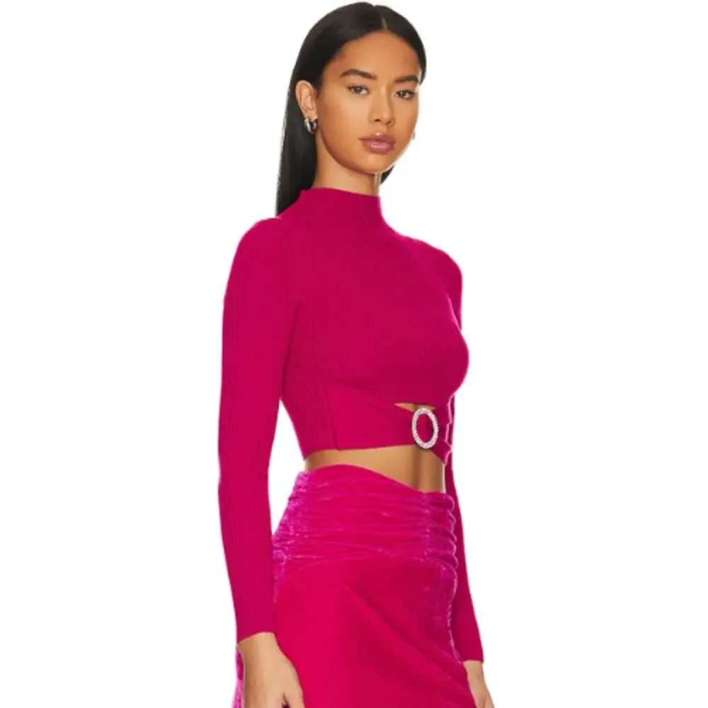 Lovers and Friends Odilia Turtleneck Knit Top in Magenta NWOT Size Small - Picture 2 of 3